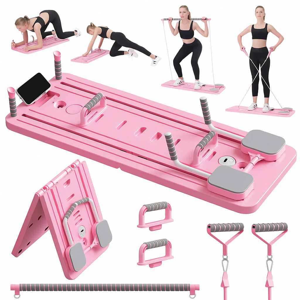 Pilates Board - Pilates Reformer Set, Multi-Purpose Foldable Pilates Reformer Board for Home, 5 in 1 Pilates Sliding Board