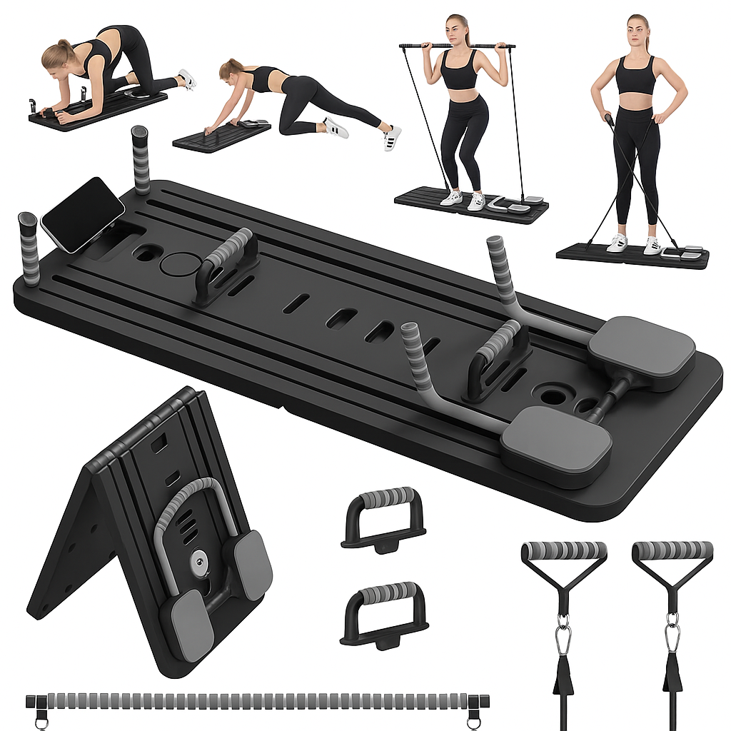 Pilates Board - Pilates Reformer Set, Multi-Purpose Foldable Pilates Reformer Board for Home, 5 in 1 Pilates Sliding Board