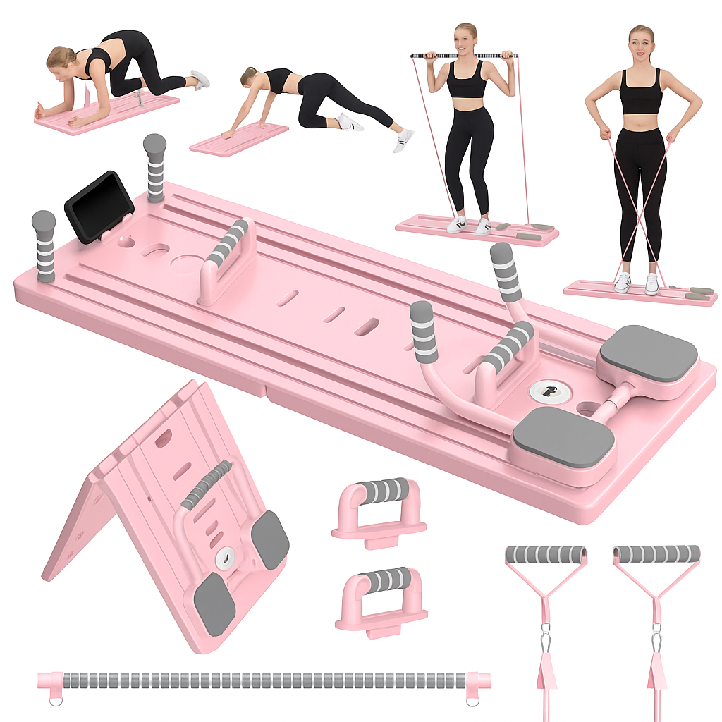 Pilates Board - Pilates Reformer Set, Multi-Purpose Foldable Pilates Reformer Board for Home, 5 in 1 Pilates Sliding Board