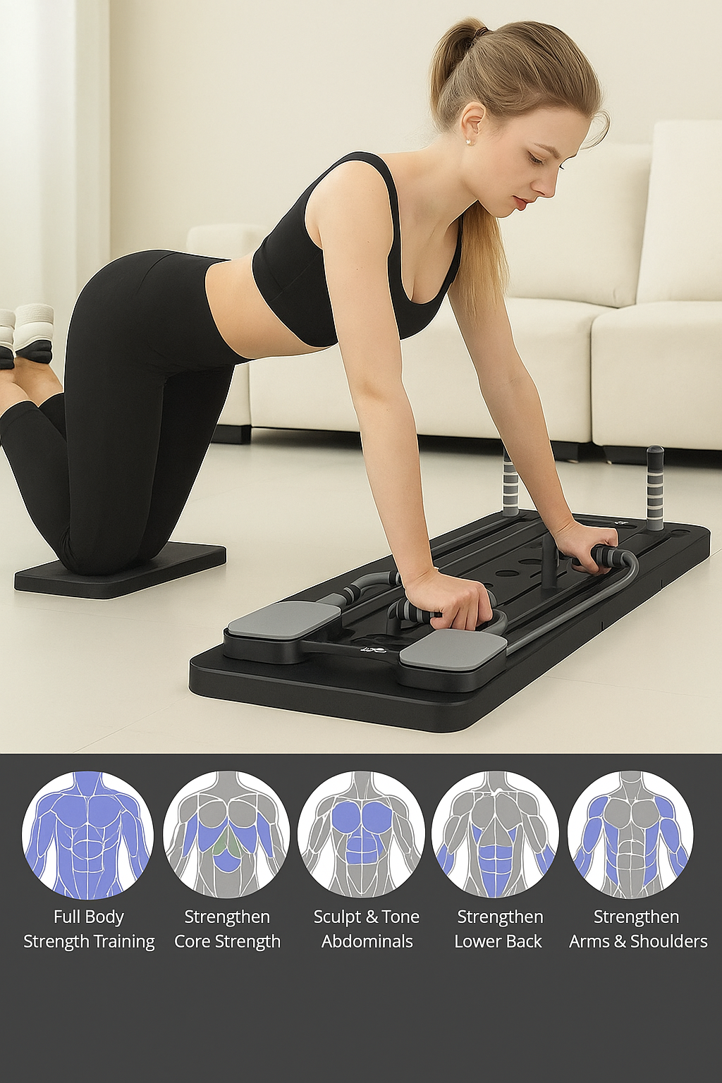 Pilates Board - Pilates Reformer Set, Multi-Purpose Foldable Pilates Reformer Board for Home, 5 in 1 Pilates Sliding Board