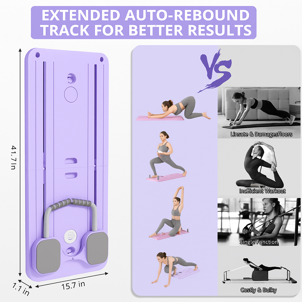 Pilates Board - Pilates Reformer Set, Multi-Purpose Foldable Pilates Reformer Board for Home, 5 in 1 Pilates Sliding Board
