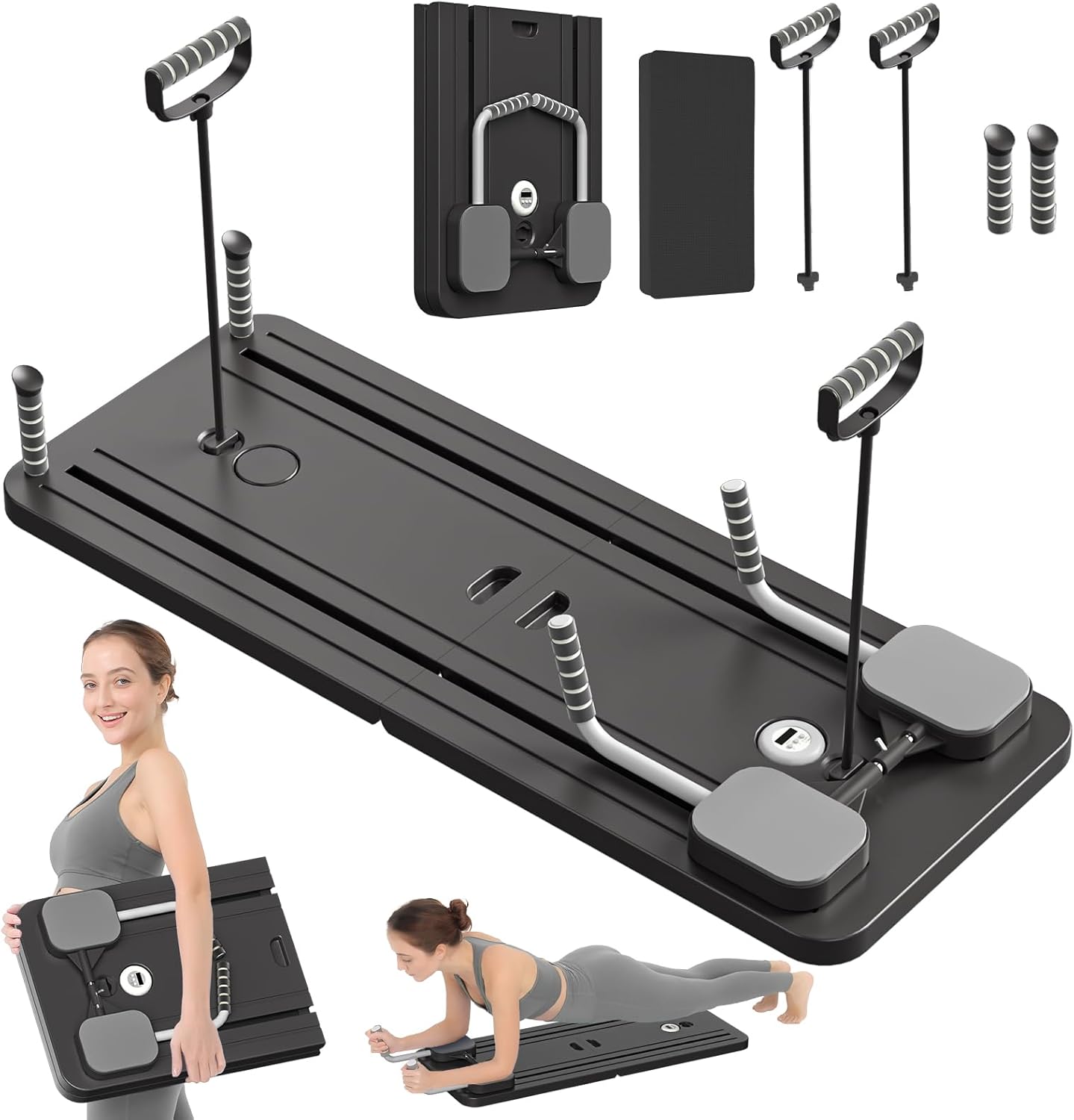Pilates Board - Pilates Reformer Set, Multi-Purpose Foldable Pilates Reformer Board for Home, 5 in 1 Pilates Sliding Board