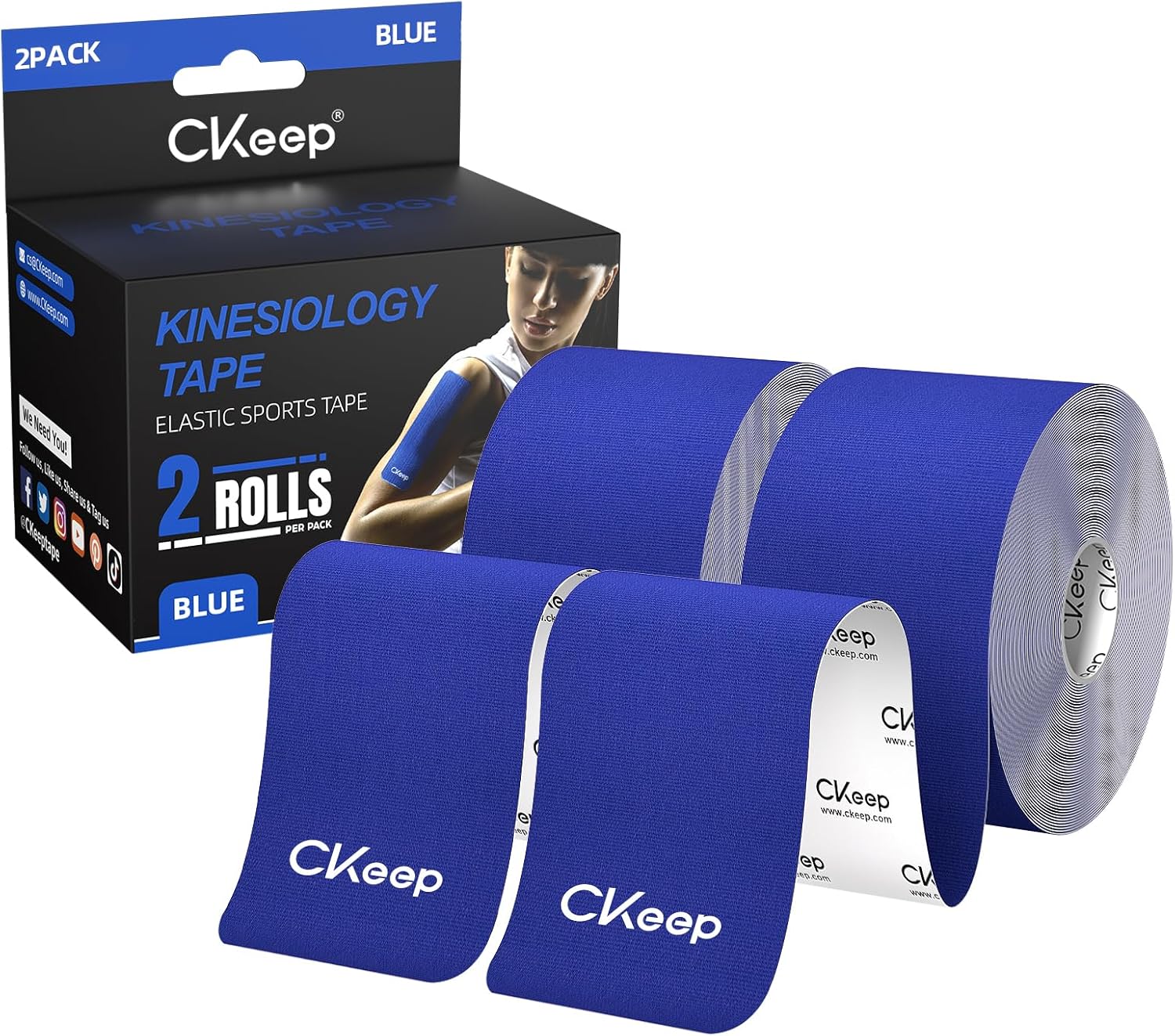 Uncut Kinesiology Tape(2 Rolls), Original Cotton Elastic Premium Athletic Tape,Latex Free Hypoallergenic, 2Inch X 16Ft, Beige