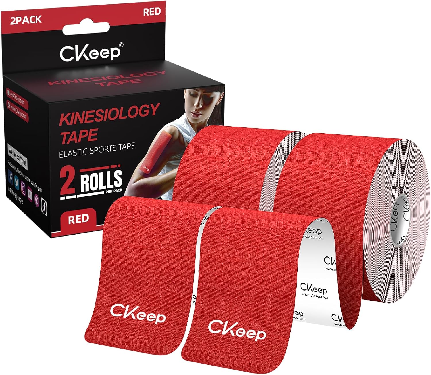 Uncut Kinesiology Tape(2 Rolls), Original Cotton Elastic Premium Athletic Tape,Latex Free Hypoallergenic, 2Inch X 16Ft, Beige